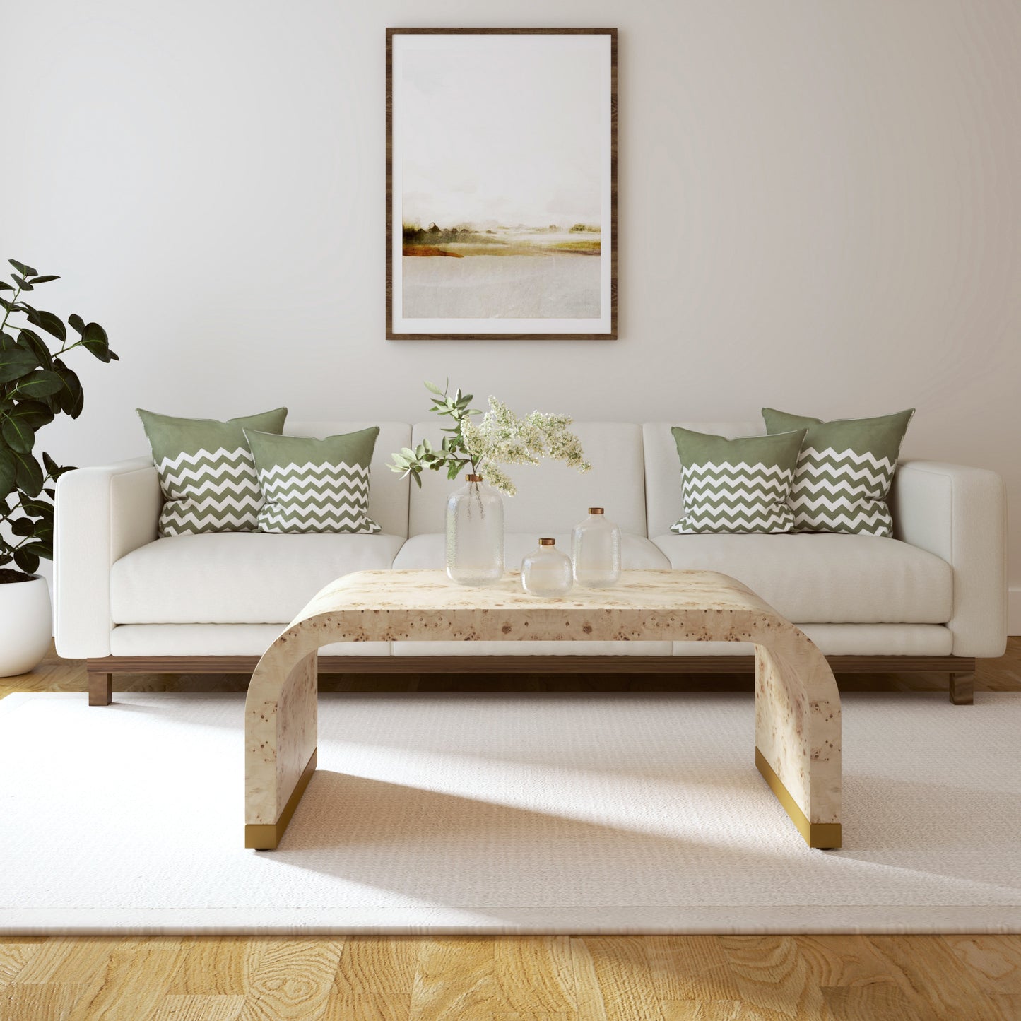 24" Natural And Brass Wood And Brass Oval Coffee Table-8