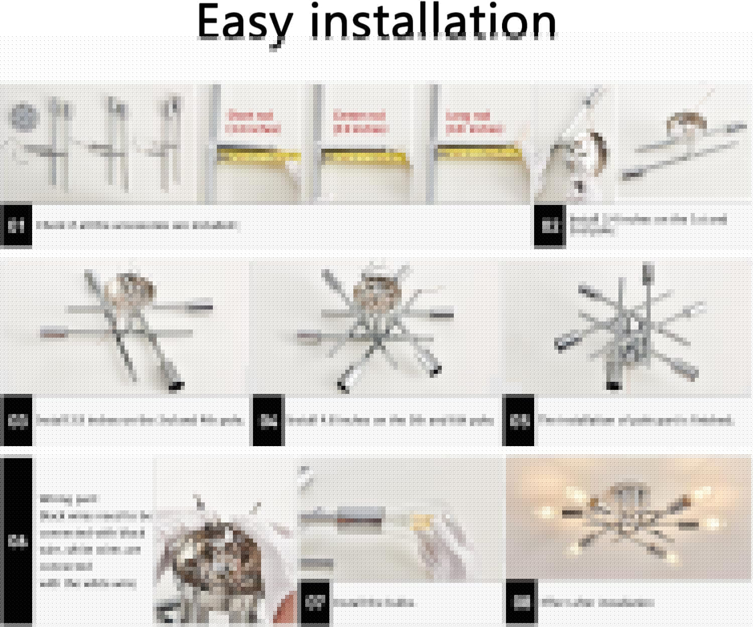 6-Lights Semi Flush Mount Ceiling Light Fixture Modern Chrome Matte Sputnik Chandelier Farmhouse Ceiling Lighting for Kitchen Bedroom Dining Room Living Room-4