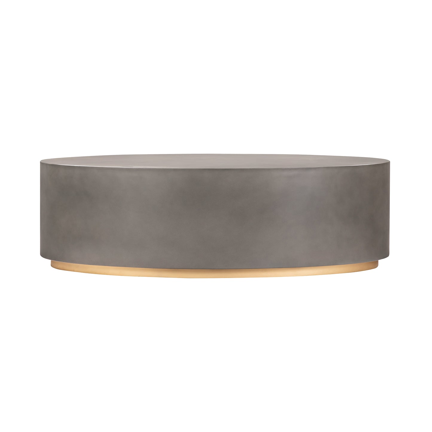 28" Gray And Brass Concrete And Brass Oval Coffee Table-0