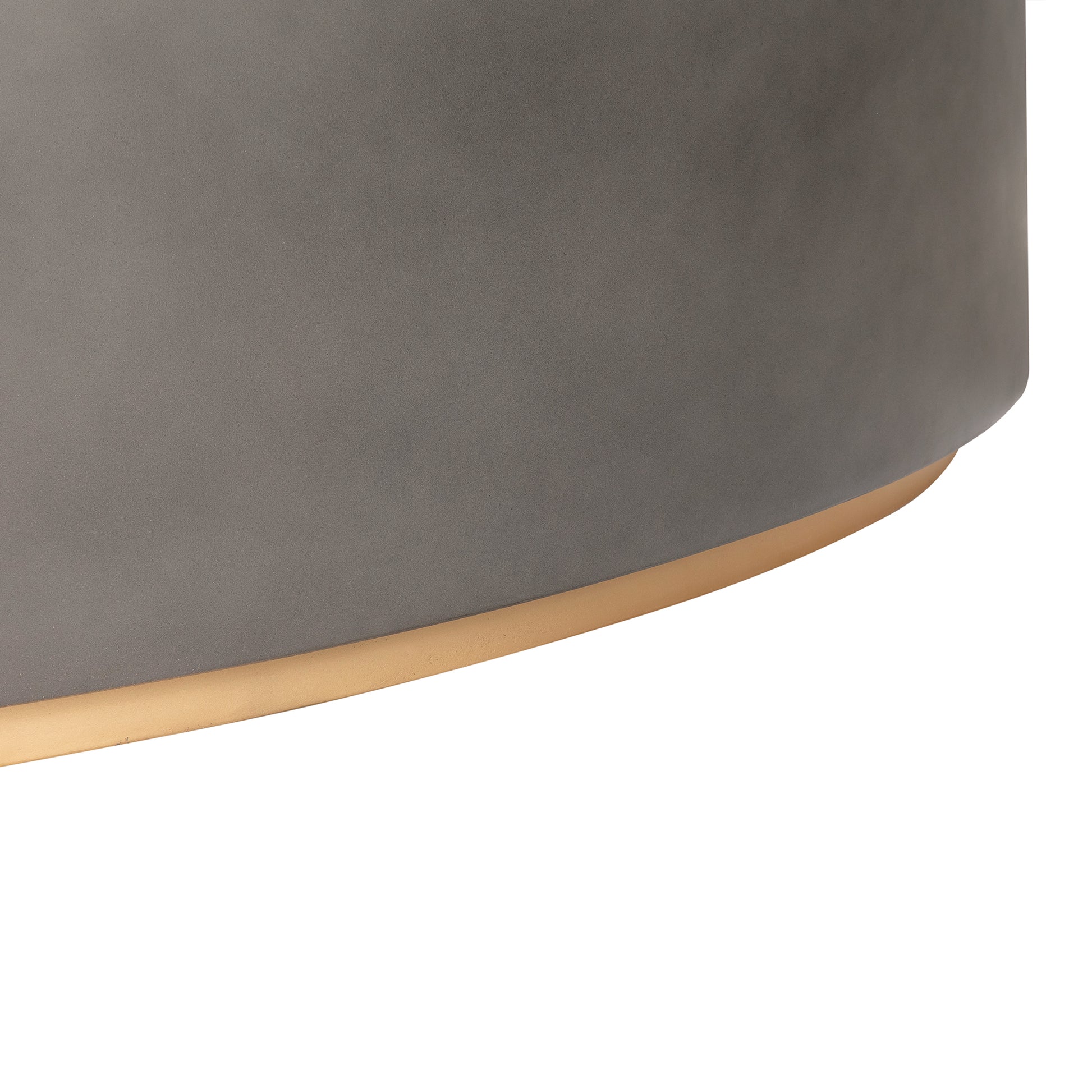 28" Gray And Brass Concrete And Brass Oval Coffee Table-5