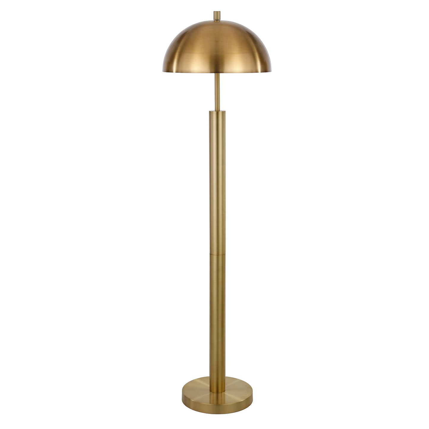 58" Brass Traditional Shaped Floor Lamp With Brass Dome Shade-1