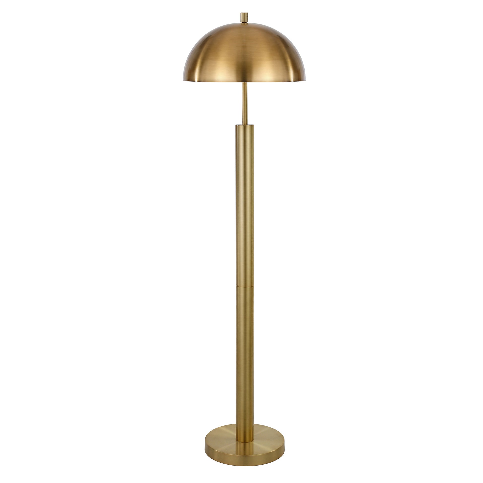 58" Brass Traditional Shaped Floor Lamp With Brass Dome Shade-1