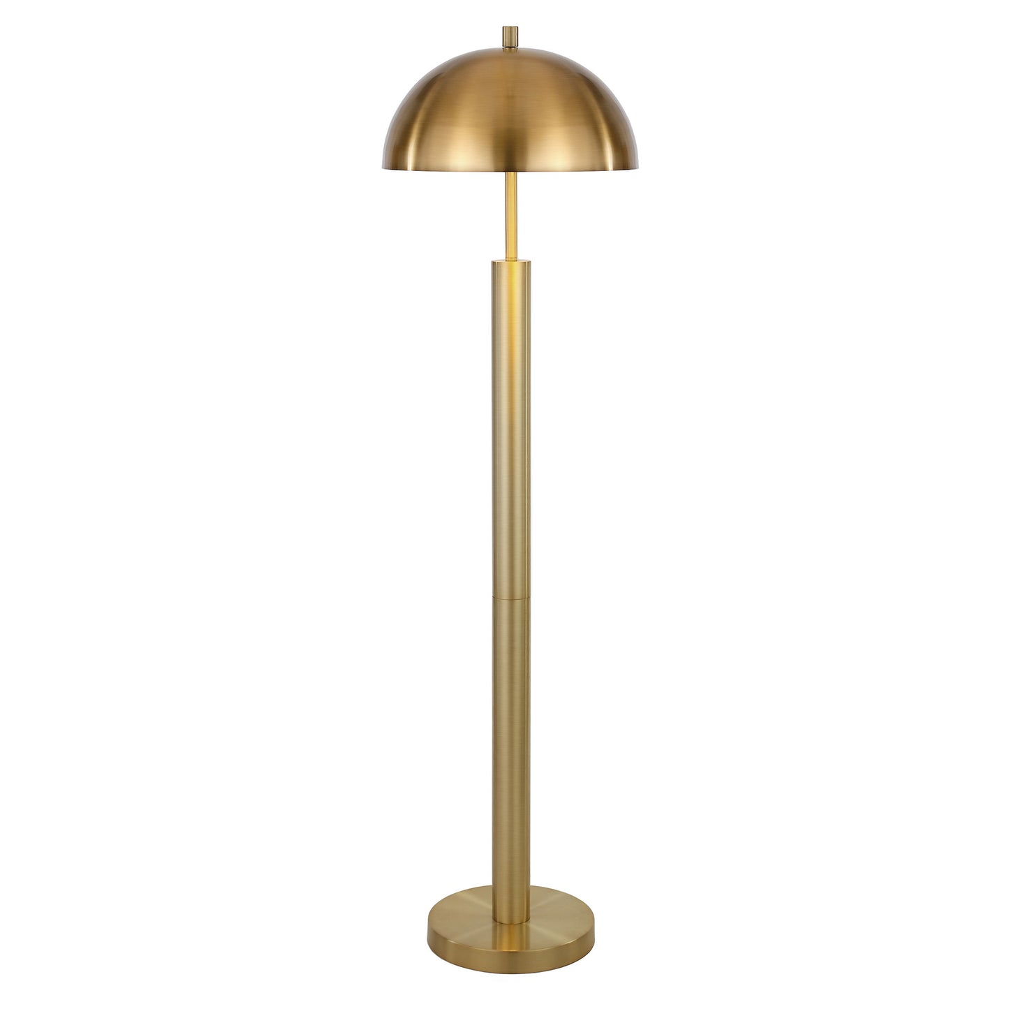 58" Brass Traditional Shaped Floor Lamp With Brass Dome Shade-2
