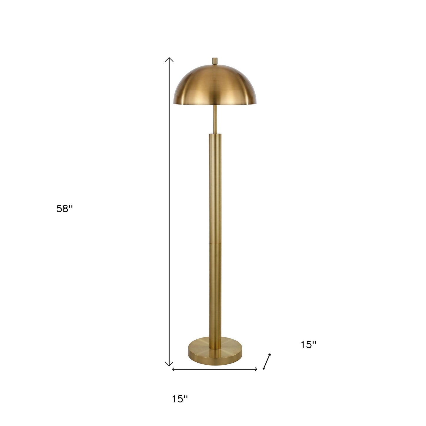 58" Brass Traditional Shaped Floor Lamp With Brass Dome Shade-5
