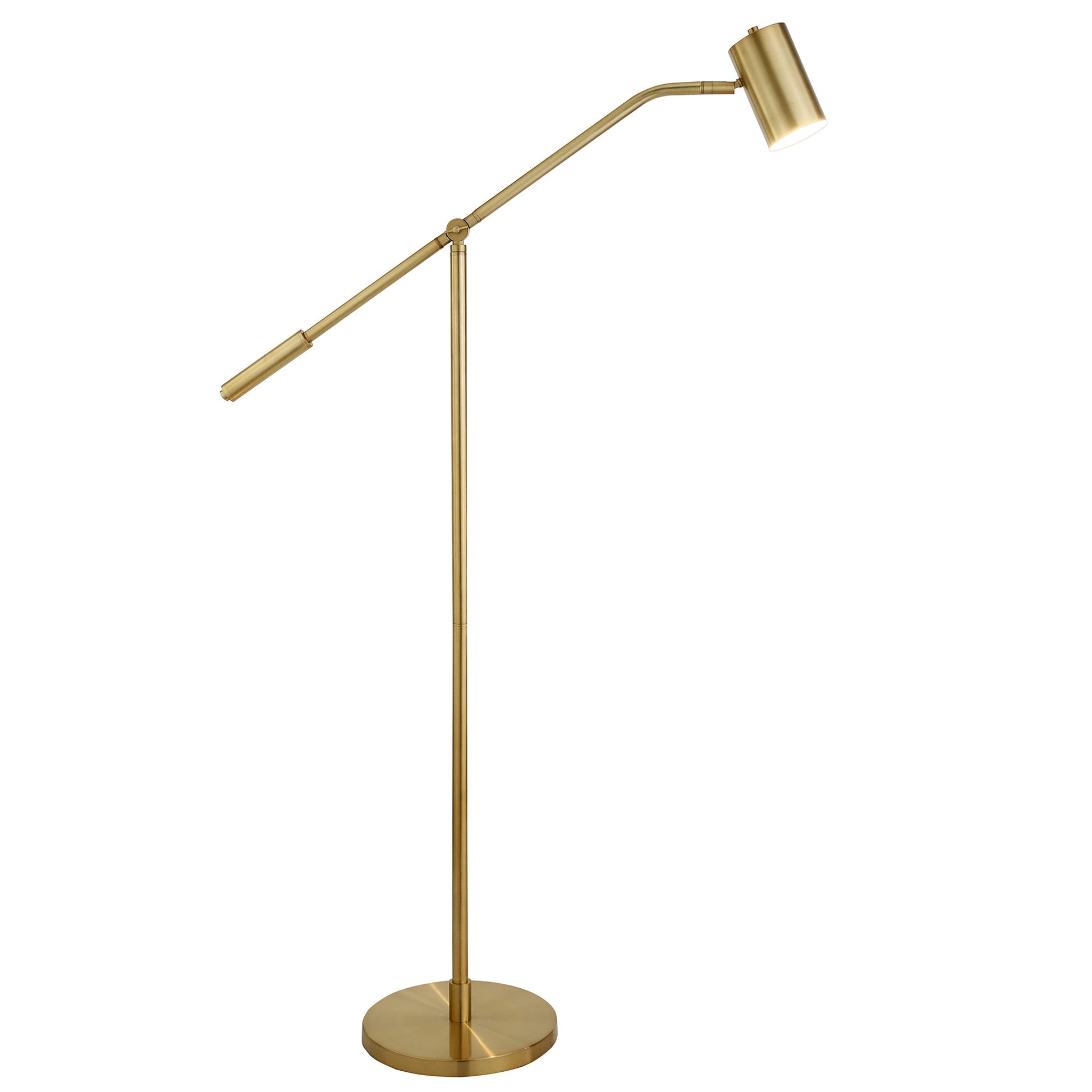 60" Brass Swing Arm Floor Lamp With Brass Drum Shade-2