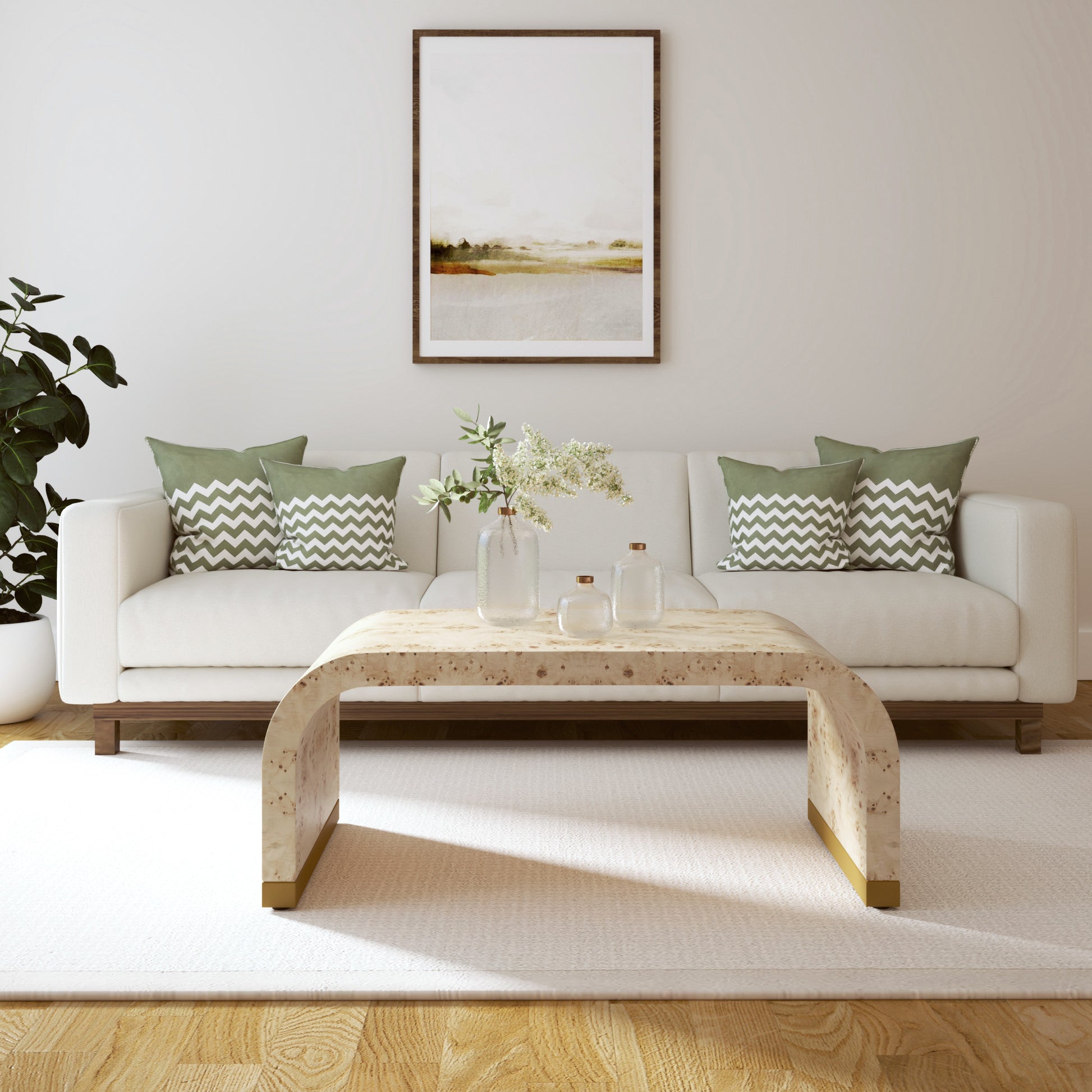 24" Natural And Brass Wood And Brass Oval Coffee Table-8