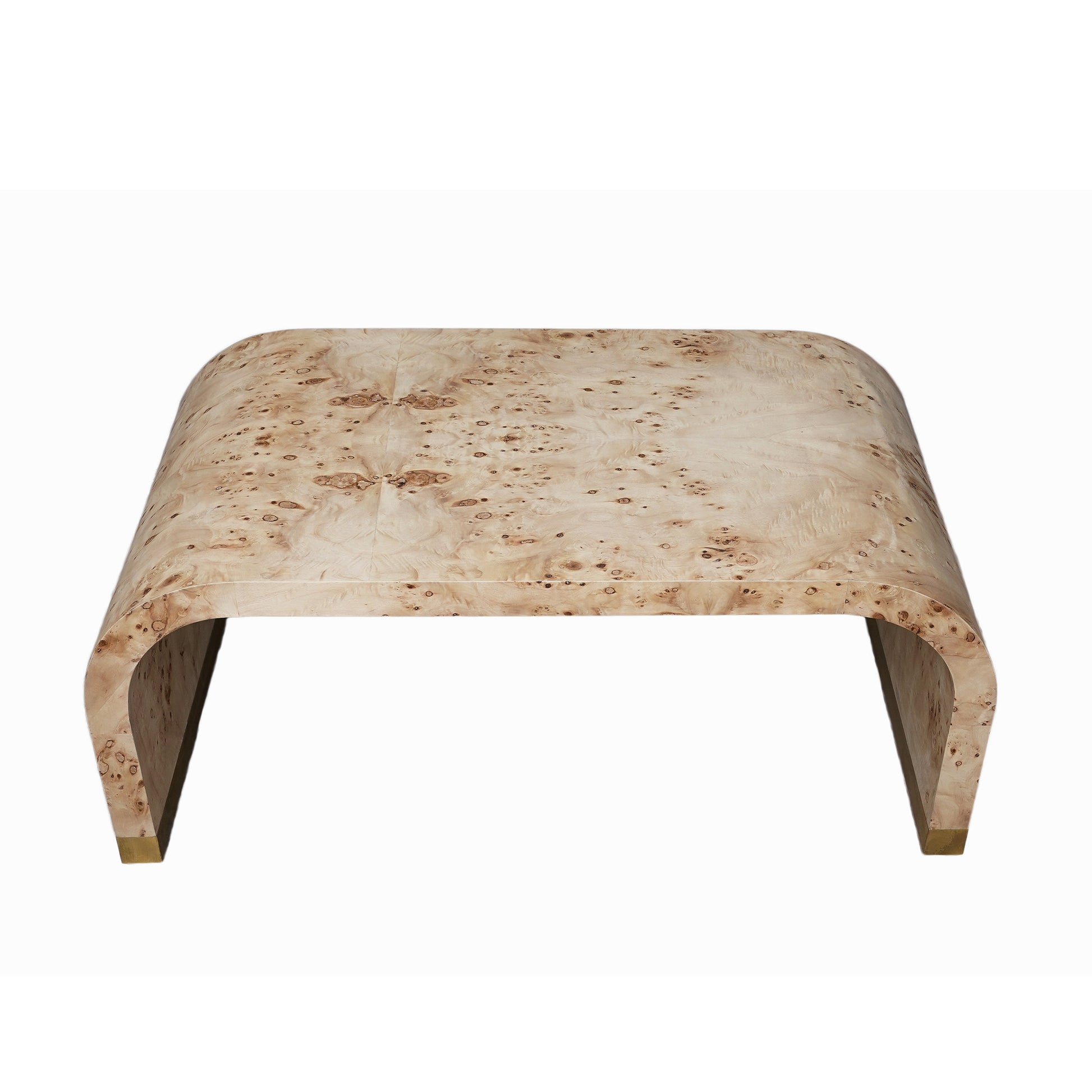 24" Natural And Brass Wood And Brass Oval Coffee Table-2