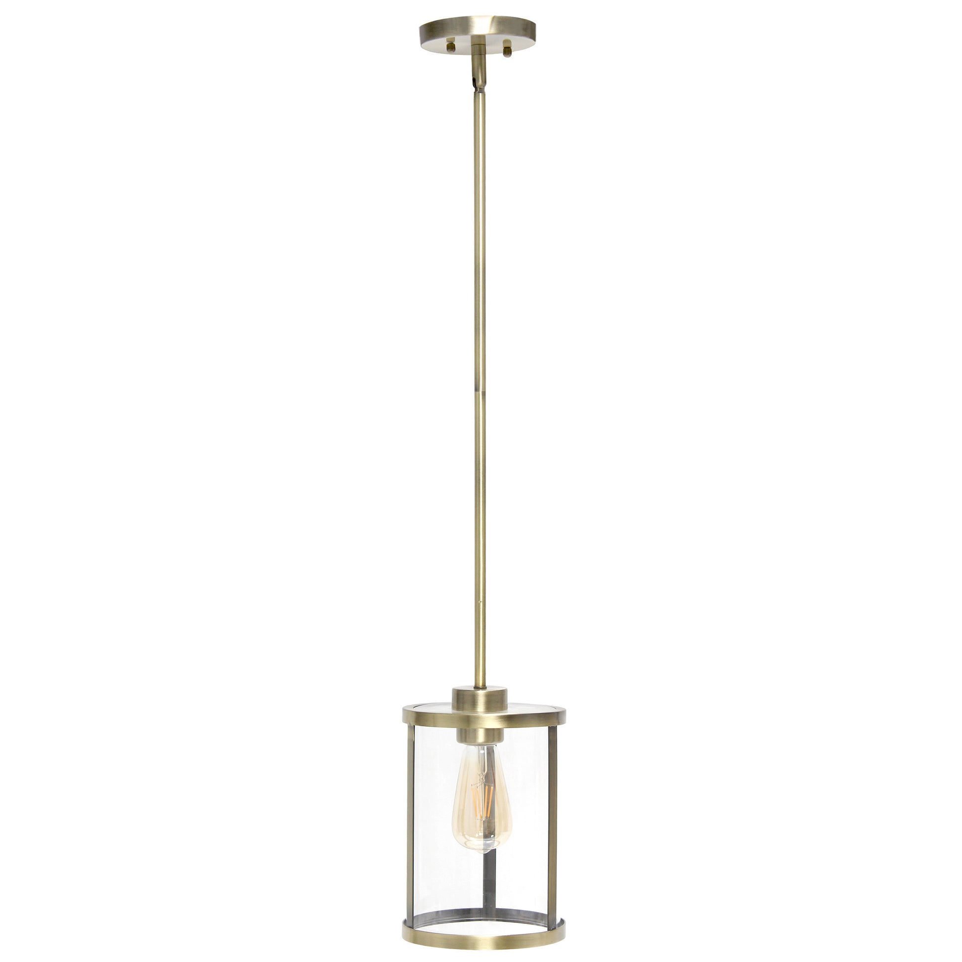 Antiqued Brass Cylinder Iron Ceiling Light With Antiqued Brass Shades-1