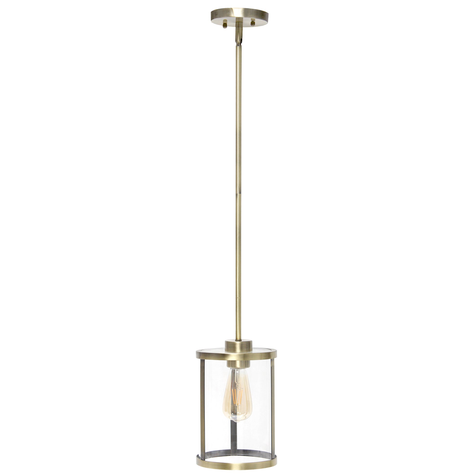 Antiqued Brass Cylinder Iron Ceiling Light With Antiqued Brass Shades-2