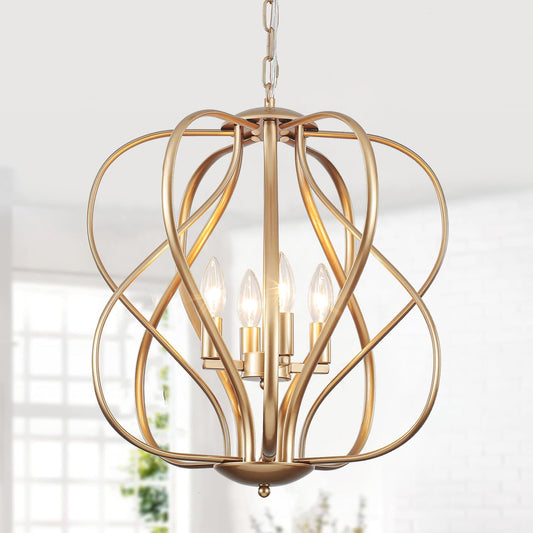 17 Inch Gold Geometric Chandelier Industrial Lighting-0