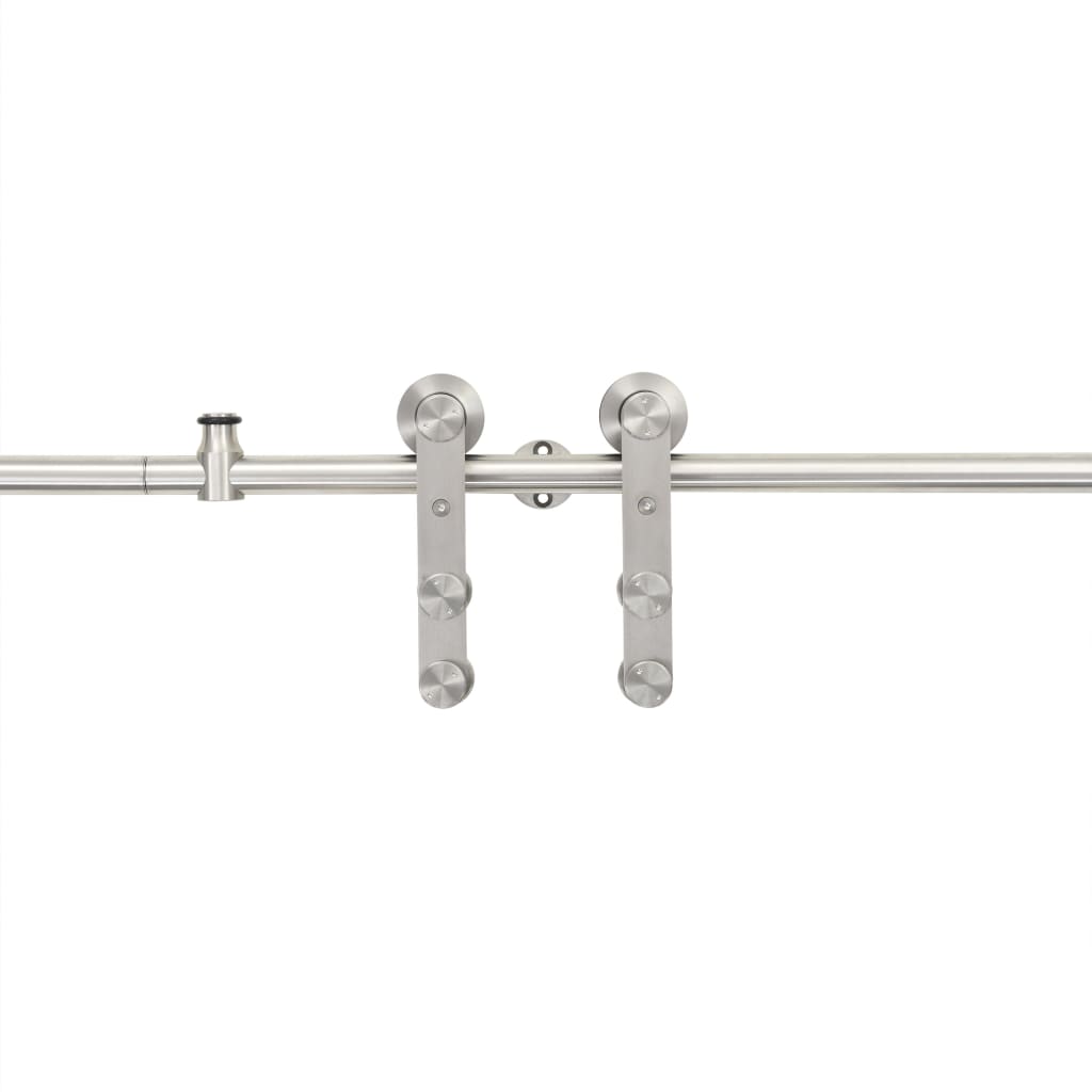 vidaXL Sliding Door Hardware Kit 72" Stainless Steel Silver-1