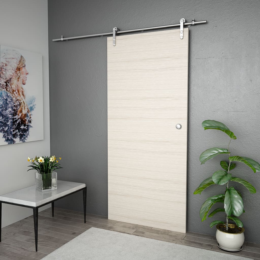 vidaXL Sliding Door Hardware Kit 72" Stainless Steel Silver-2
