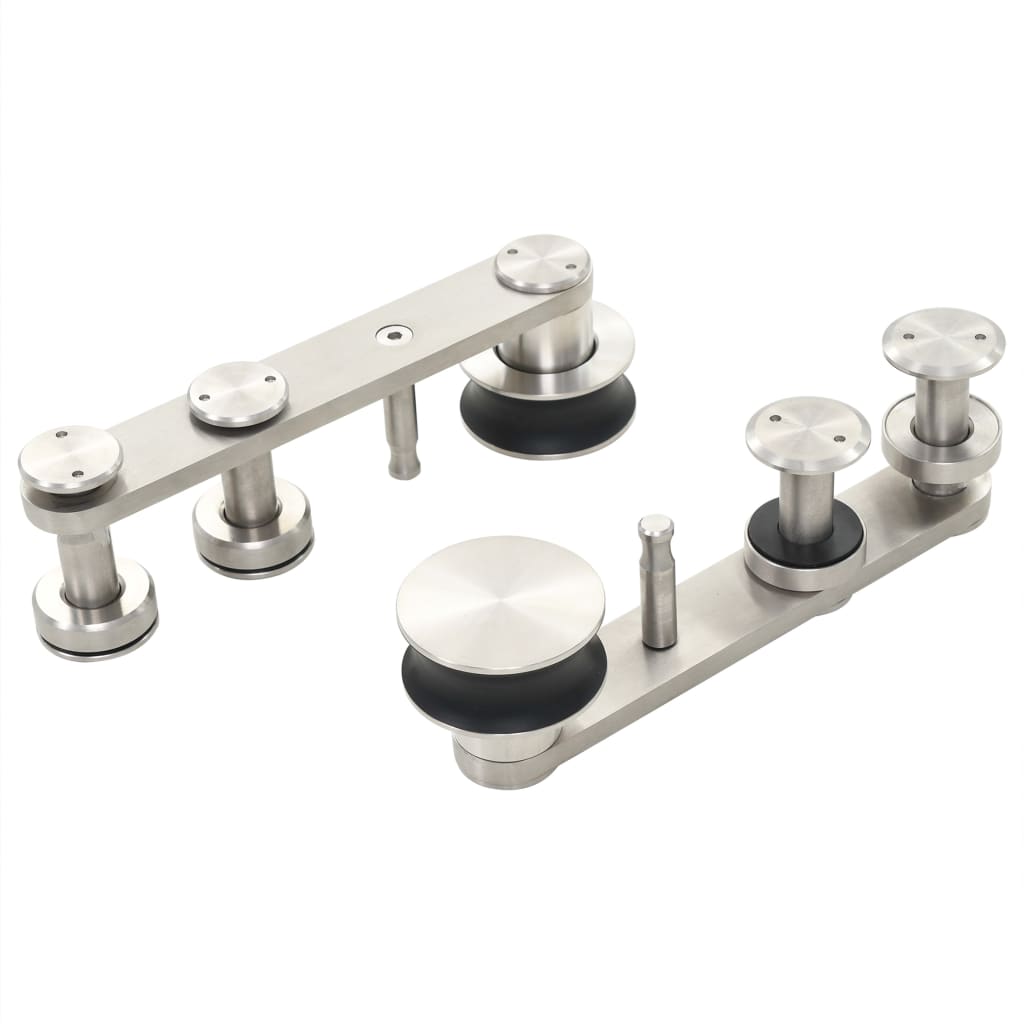 vidaXL Sliding Door Hardware Kit 72" Stainless Steel Silver-4