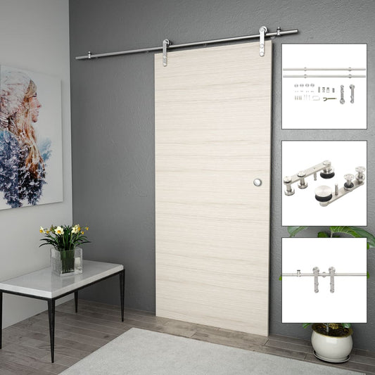 vidaXL Sliding Door Hardware Kit 72" Stainless Steel Silver-0