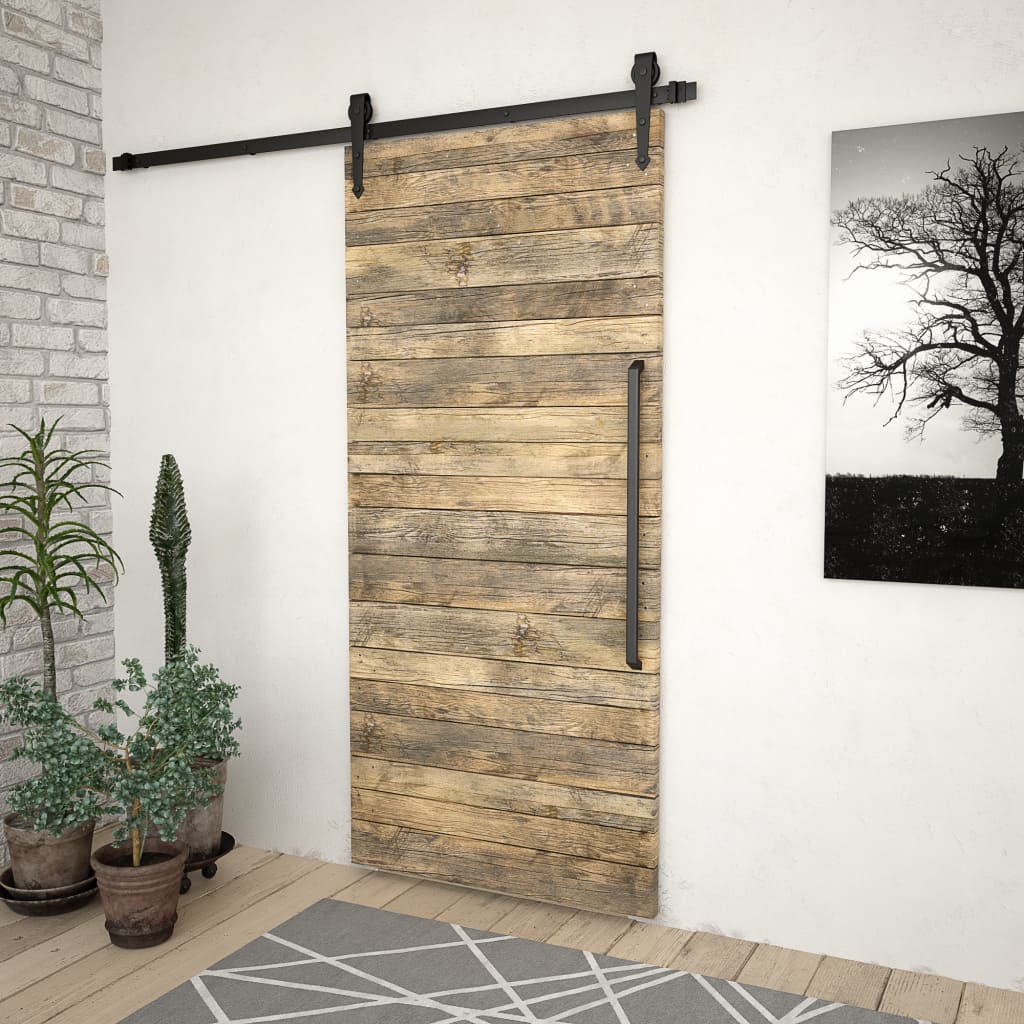 NNEVL Sliding Door Hardware Kit 200 cm Steel Black-2