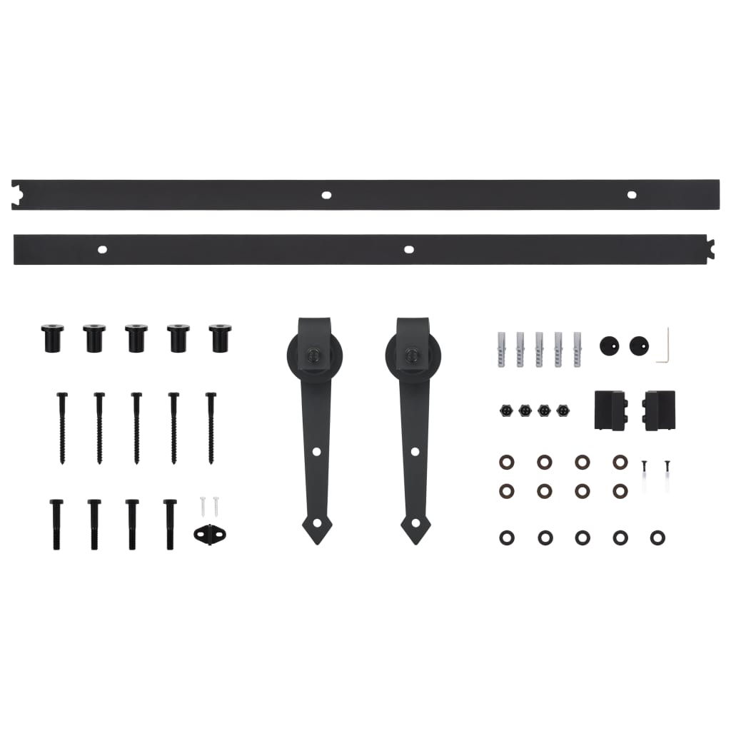 NNEVL Sliding Door Hardware Kit 200 cm Steel Black-4