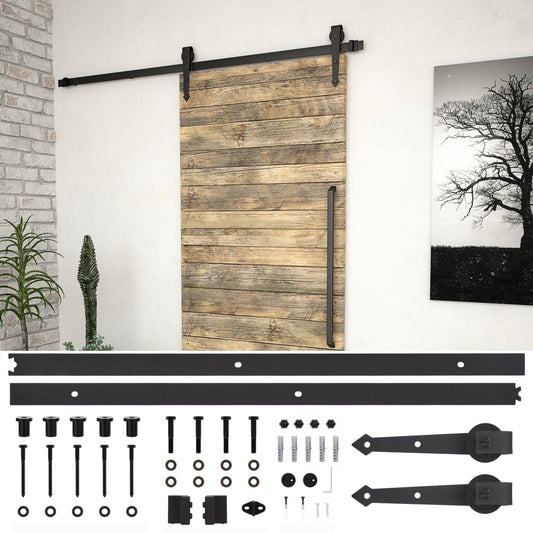 NNEVL Sliding Door Hardware Kit 200 cm Steel Black-0