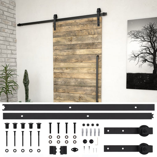 NNEVL Sliding Door Hardware Kit 183 cm Steel Black-0