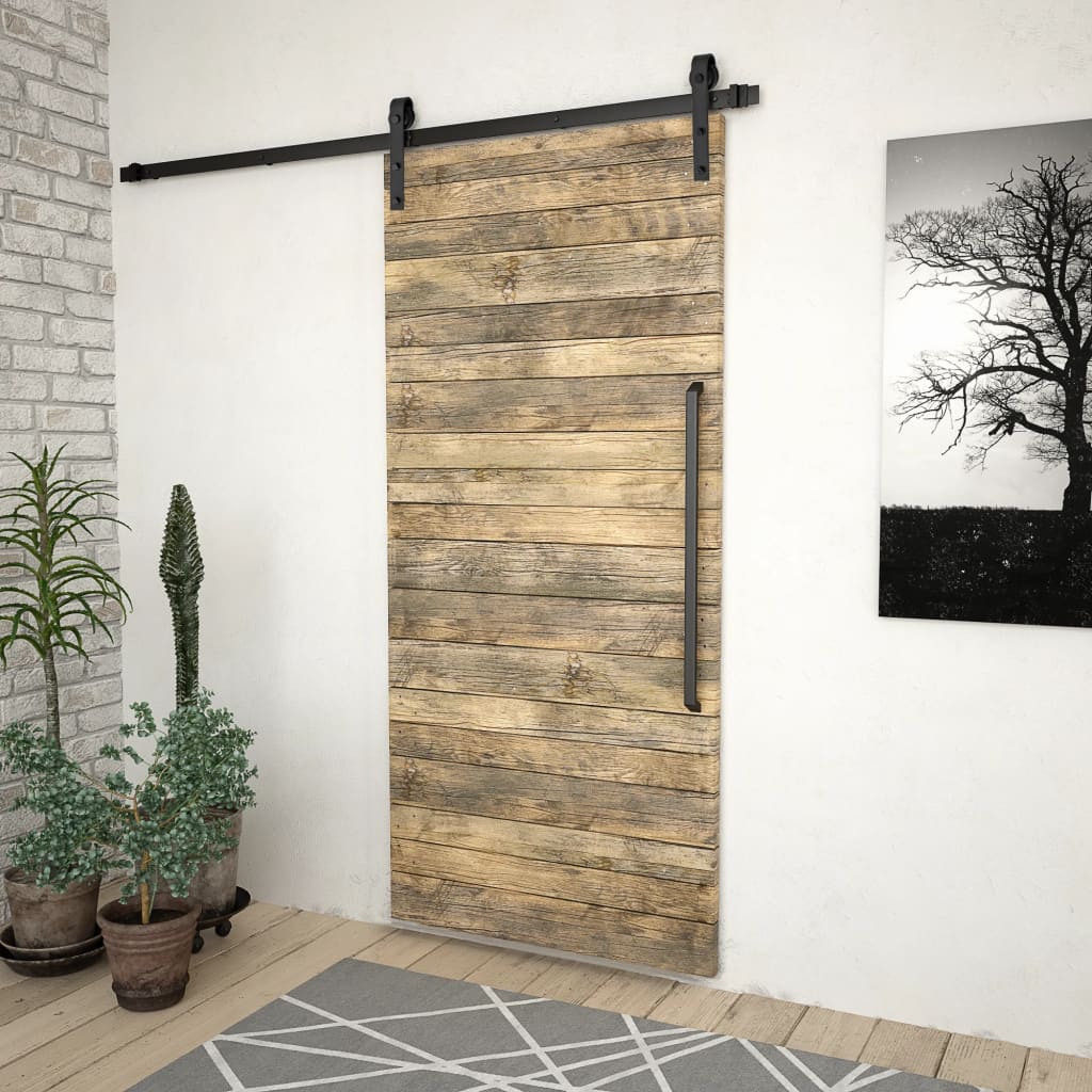 NNEVL Sliding Door Hardware Kit 200 cm Steel Black-2