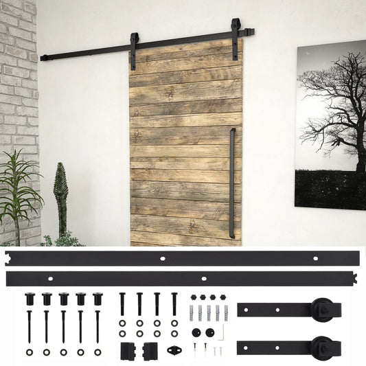 NNEVL Sliding Door Hardware Kit 200 cm Steel Black-0