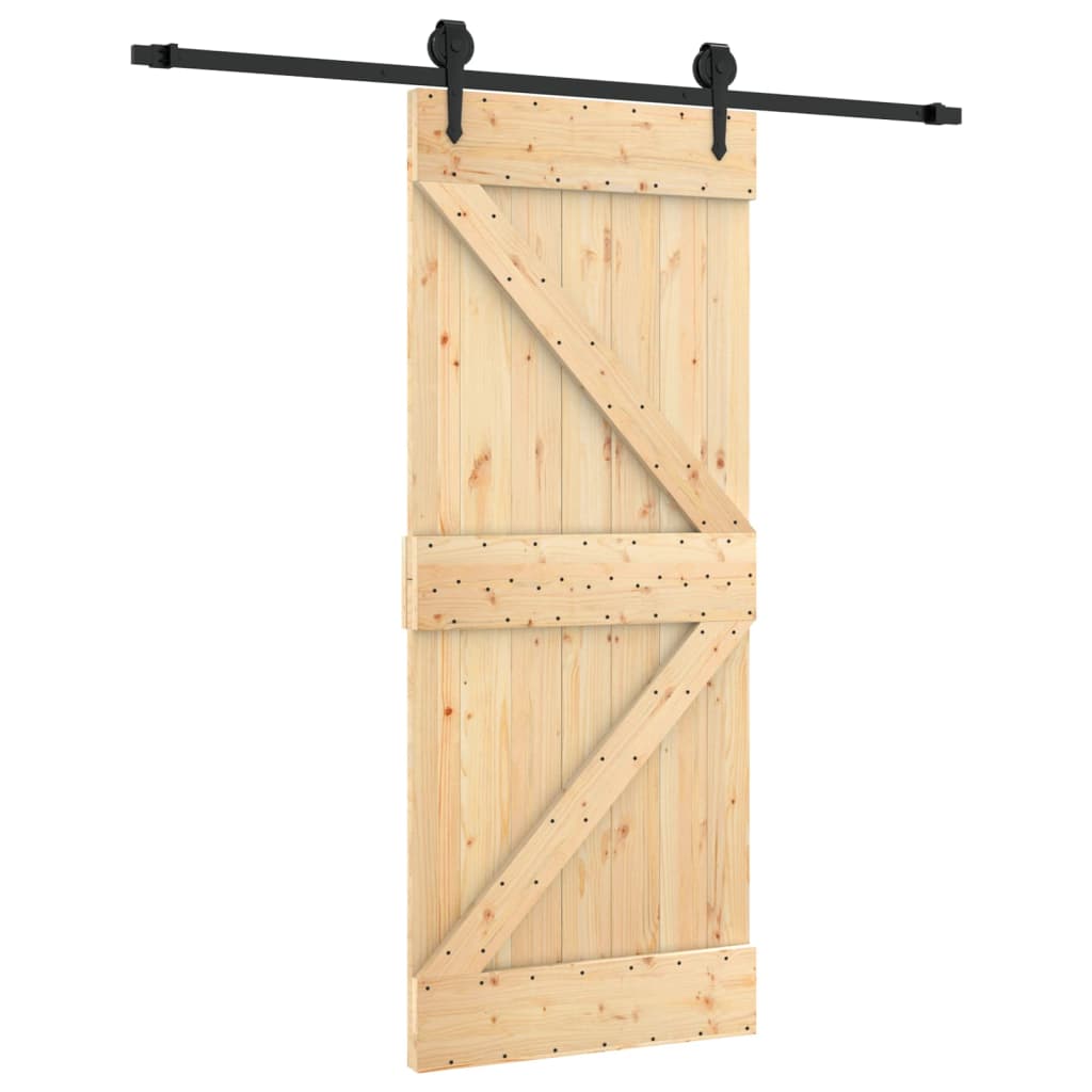 NNEVL Sliding Door with Hardware Set 85x210 cm Solid Wood Pine-1
