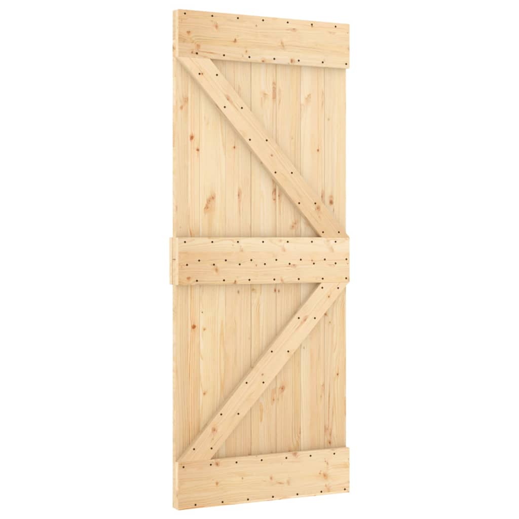 NNEVL Sliding Door with Hardware Set 85x210 cm Solid Wood Pine-2