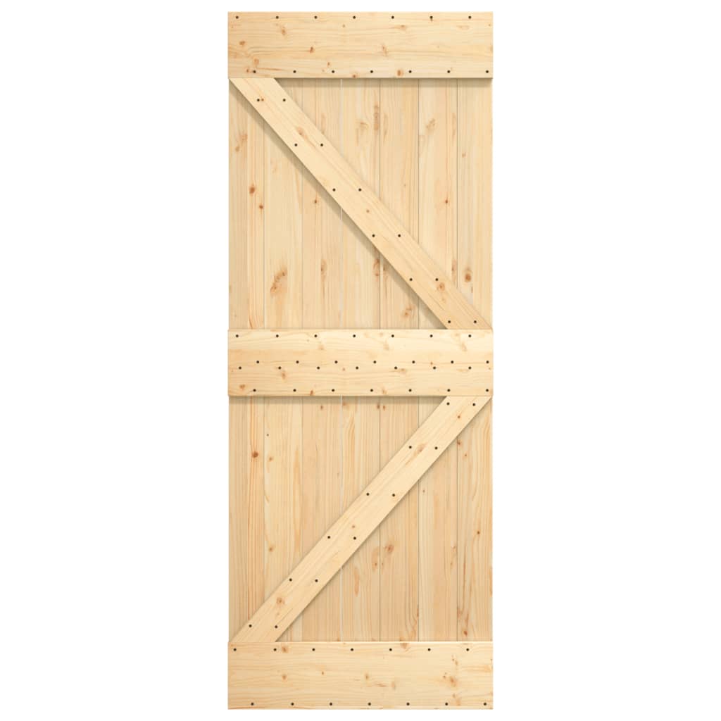 NNEVL Sliding Door with Hardware Set 85x210 cm Solid Wood Pine-3