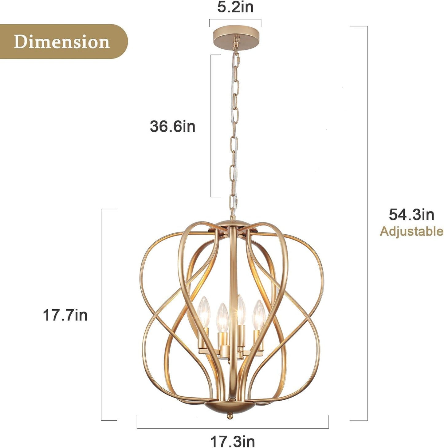 17 Inch Gold Geometric Chandelier Industrial Lighting-2