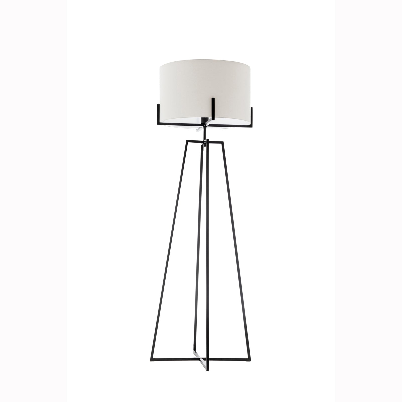 Modern Dimmable Floor Lamp w/ Linen Shade Designer Bedroom Lighting - Matte Black-1
