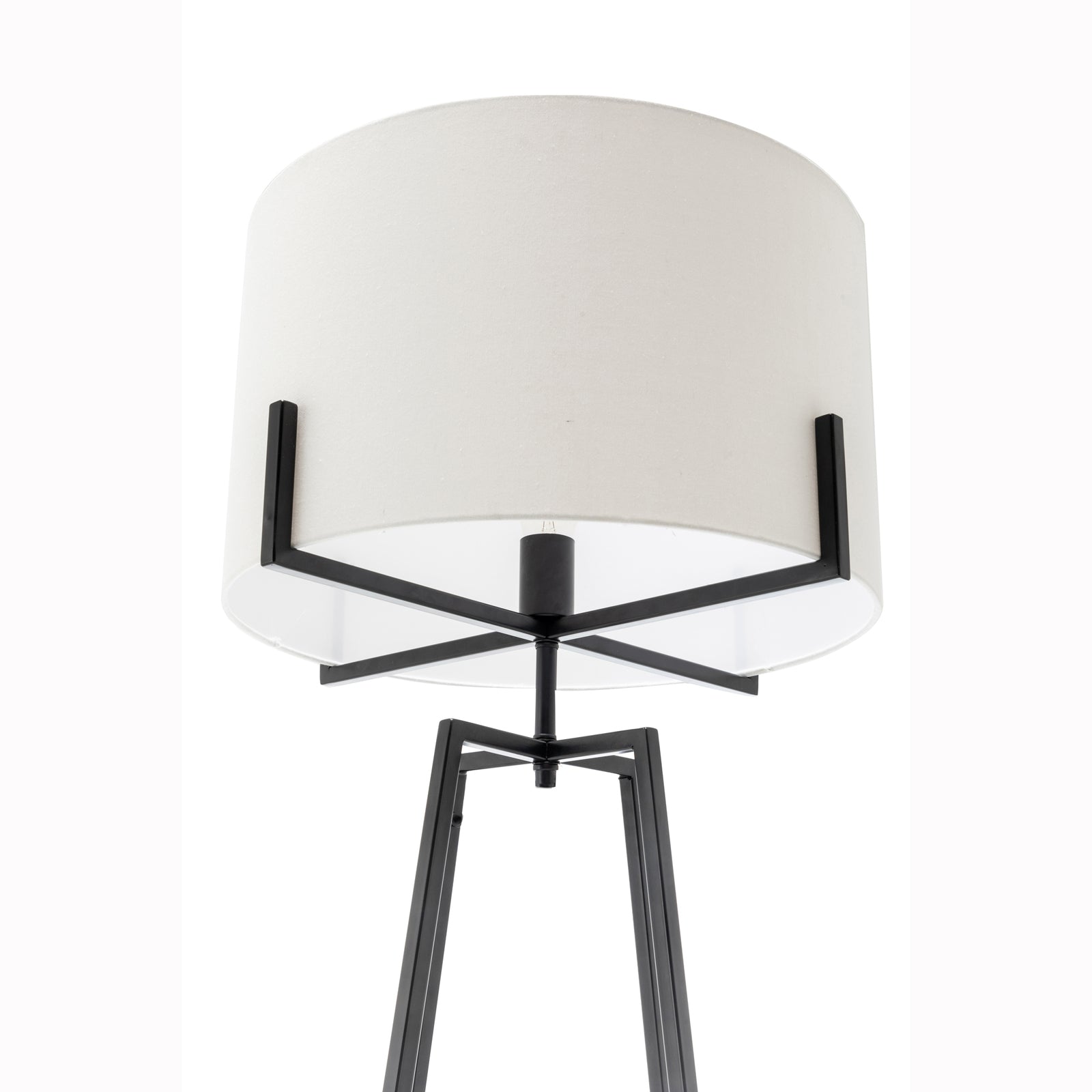 Modern Dimmable Floor Lamp w/ Linen Shade Designer Bedroom Lighting - Matte Black-3