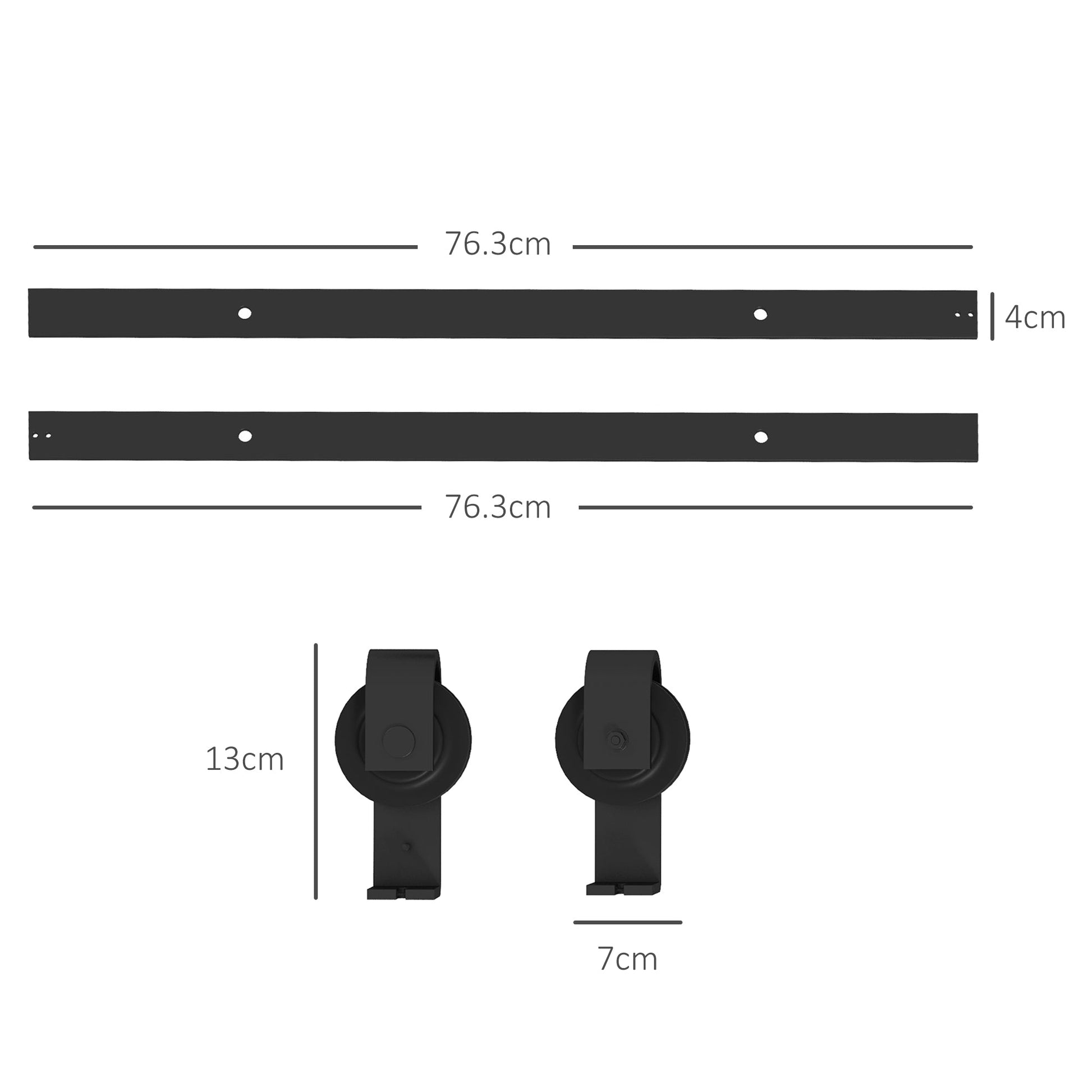 5ft Bi-Folding Sliding Barn Door Hardware Kit - Black-2