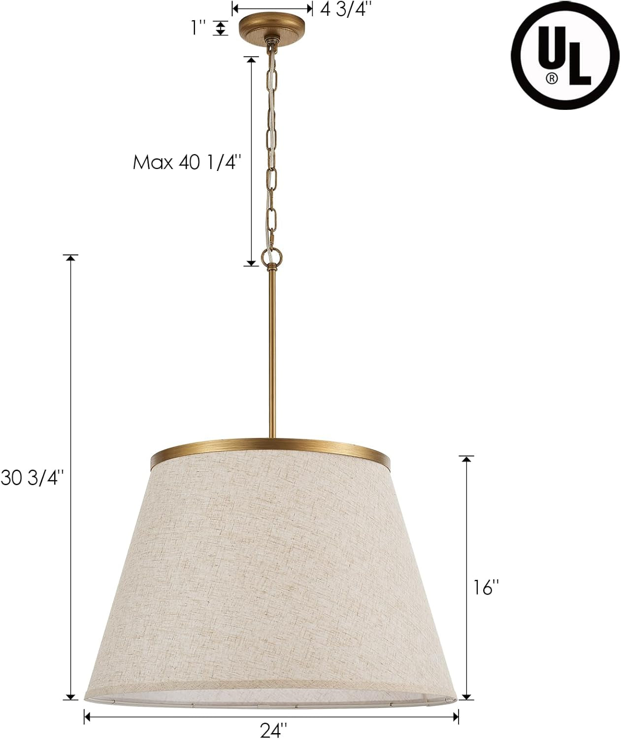 TwentyFourInch Boho Chandelier Fabric Drum Pendant Lighting-2