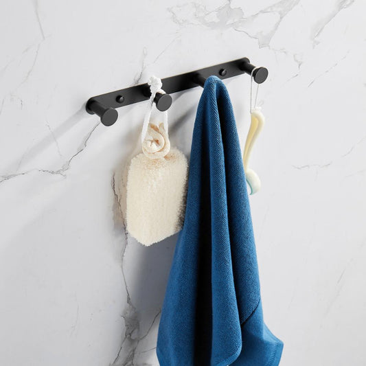 Towel Holder Hook Matte Black 304 Stainless Steel Bathrobe Coat Rack 1 Row 3/4 Hooks Silver Wall Mounted Bathroom Accessories