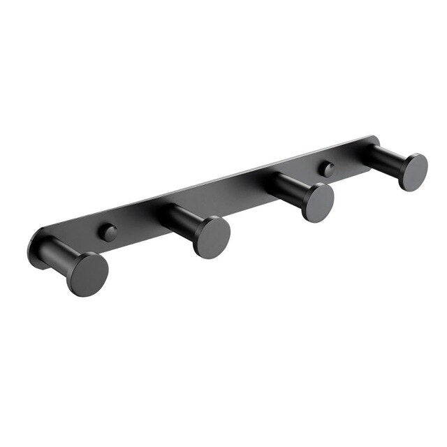 Towel Holder Hook Matte Black 304 Stainless Steel Bathrobe Coat Rack 1 Row 3/4 Hooks Silver Wall Mounted Bathroom Accessories