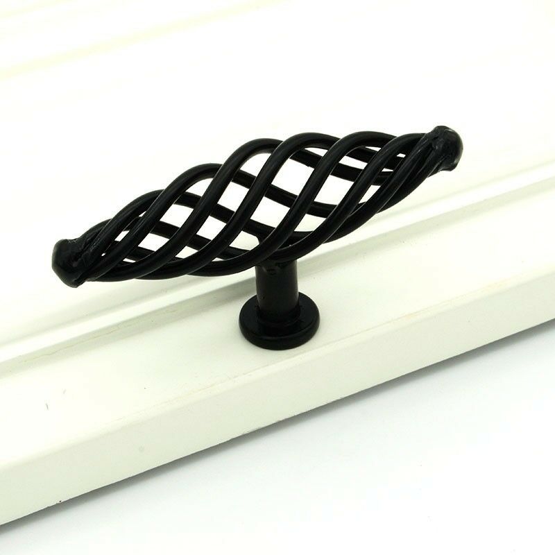 Vintage Black  Cabinet  Kitchen Birdcage Furniture Handles pulls ~2416